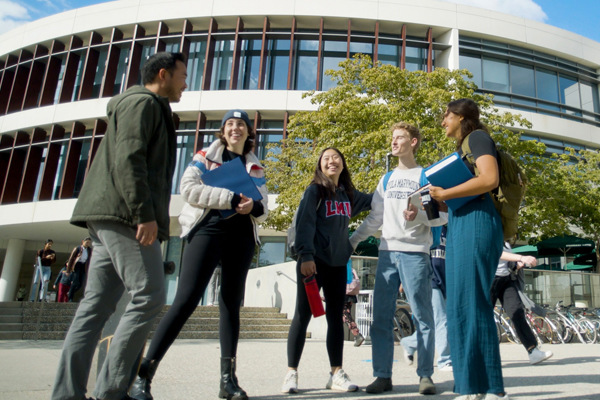 Undergraduate students on the LMU campus.